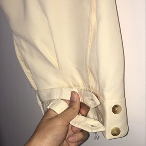 Cream dress pants with wide waistband